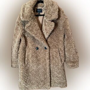BCBGMaxAzria Beige Faux Fur Jacket